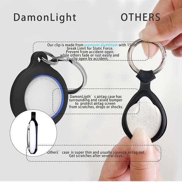 8 NEW AIRTAG CASES / 2 Packs of 4 each Case for AirTag with Keychain - Picture 2 of 9